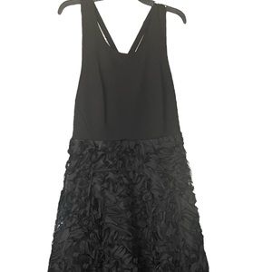 Eloquii Black Criss Cross Strap and Rosette Appliqué Dress 16